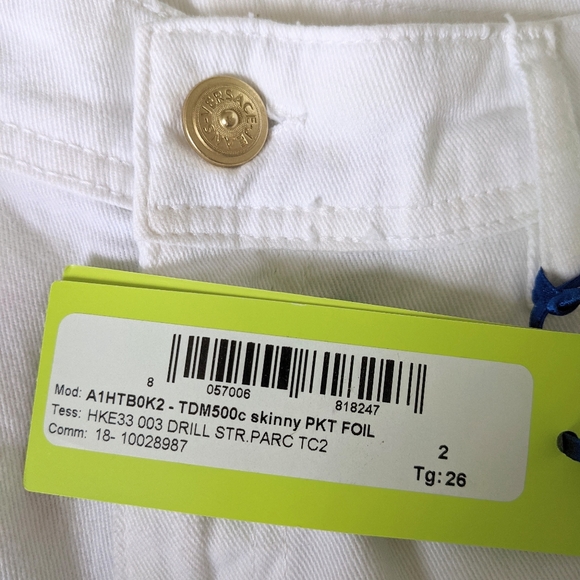Versace Jeans White Gold Foil Pocket Skinny Fit 26 - Picture 10 of 11